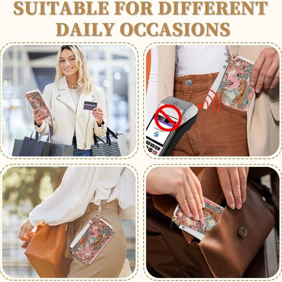 White Tiger Women's RFID Blocking Wallet with Hand Strap, 10 Card Slots & ID Win - Picture 6 of 7